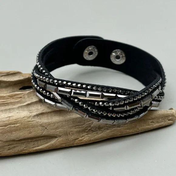 Black and Silver Wrap Bracelet - Picture 2 of 4